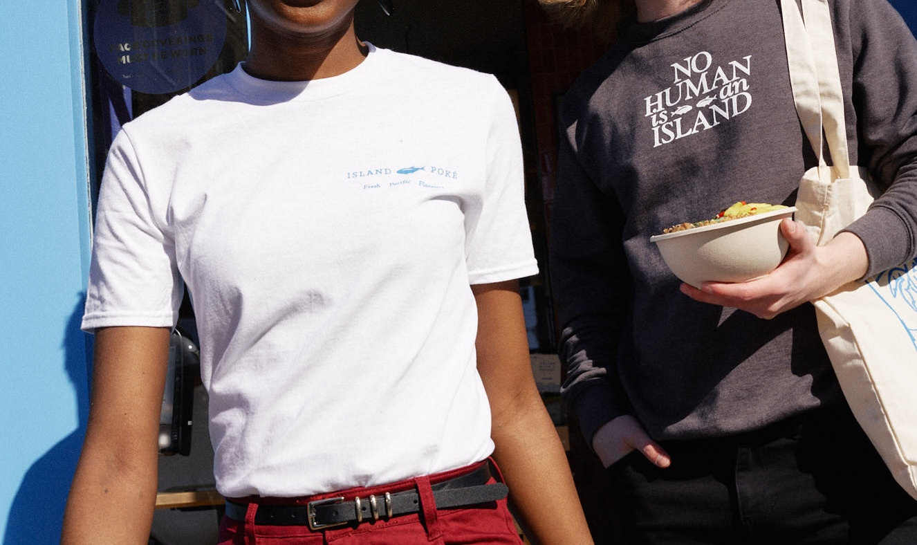 happy customers at island poke, poke restaurant in shoreditch